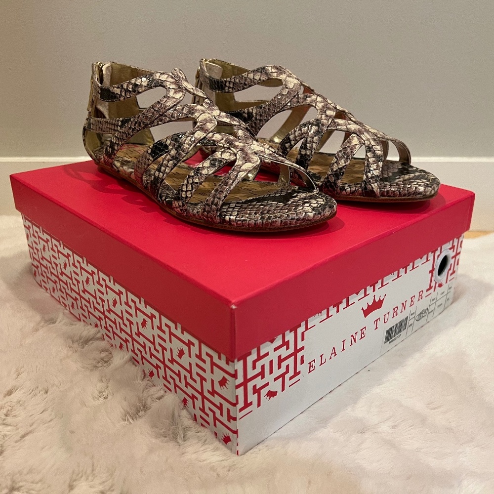 Elaine Turner Python Colored Sandals Size 6.5 (New In Box)